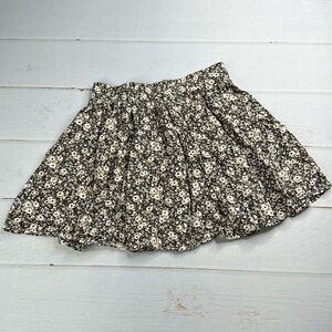 Brandy Melville Elastic Waist Floral Mini Skirt Black, White, Cream One Size
